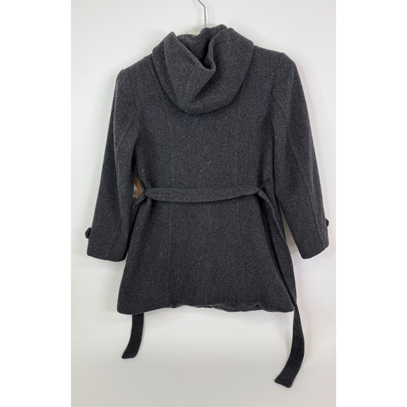 Marvin Richard's Pea Coat Womens Medium Wool Blend Belted Hooded Double Breasted - Picture 2 of 11